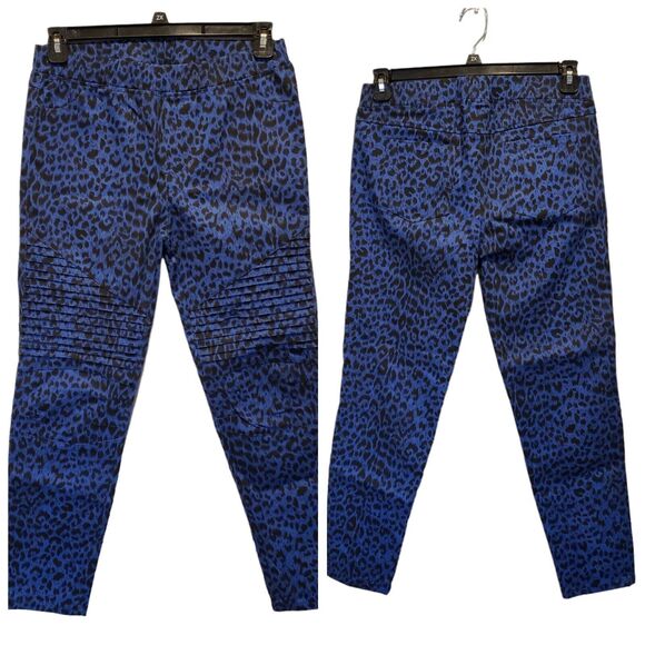 Umgee Pants Large Womens Pull On Skinny Zip Ankle Navy Blue Stretch - Picture 1 of 11